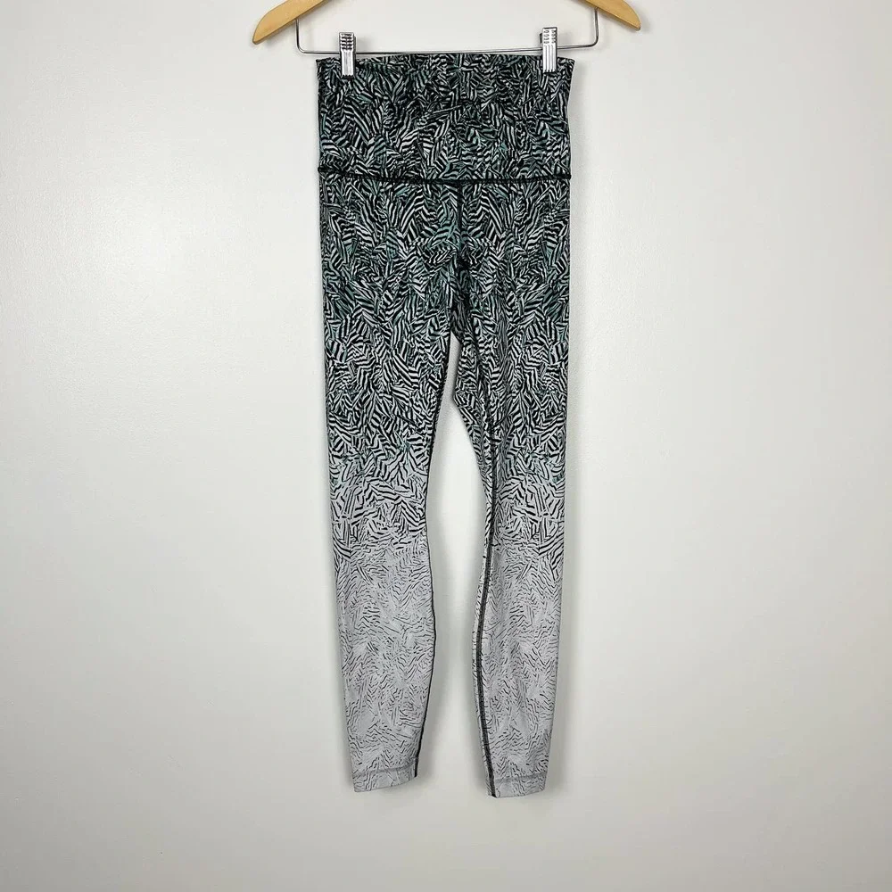 Lululemon Hi Rise Wunder Under Pant Dazzle Nulux Patterned Leggings Size 6 - Picture 2 of 13